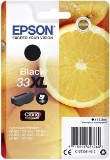 Original Epson Tintenpatrone XL 33 schwarz 12,2 ml, 530 Seiten Claria Orange