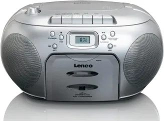 Lenco SCD-420 Silver Tragbares UKW-Radio mit Toplader CD-Spieler und Kassettende