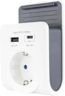 REV USB Ladegerät 2-fach mit Handyablage Steckdosenadapter Weiß 2,4A K19