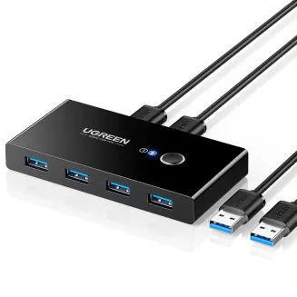 UGREEN USB Switch 2PC 2 In 4 Out USB 3.0 Umschalter mit 2 A auf A Kabeln für