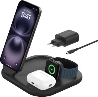 Belkin Boost Charge 3-in-1 Qi-Ladegerät, 15W, klappbar, für iPhone/Apple