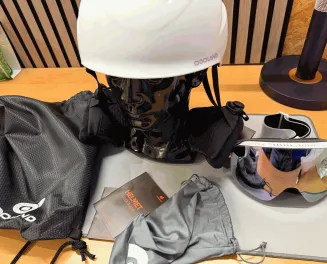 Odoland Skihelm mit Skibrille Größe S Weiß Winterhelm Snowboard Ski