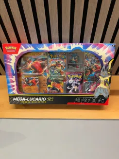 Pokémon Mega-Lucario ex Figuren-Kollektion OVP 5 Booster Promo Figur
